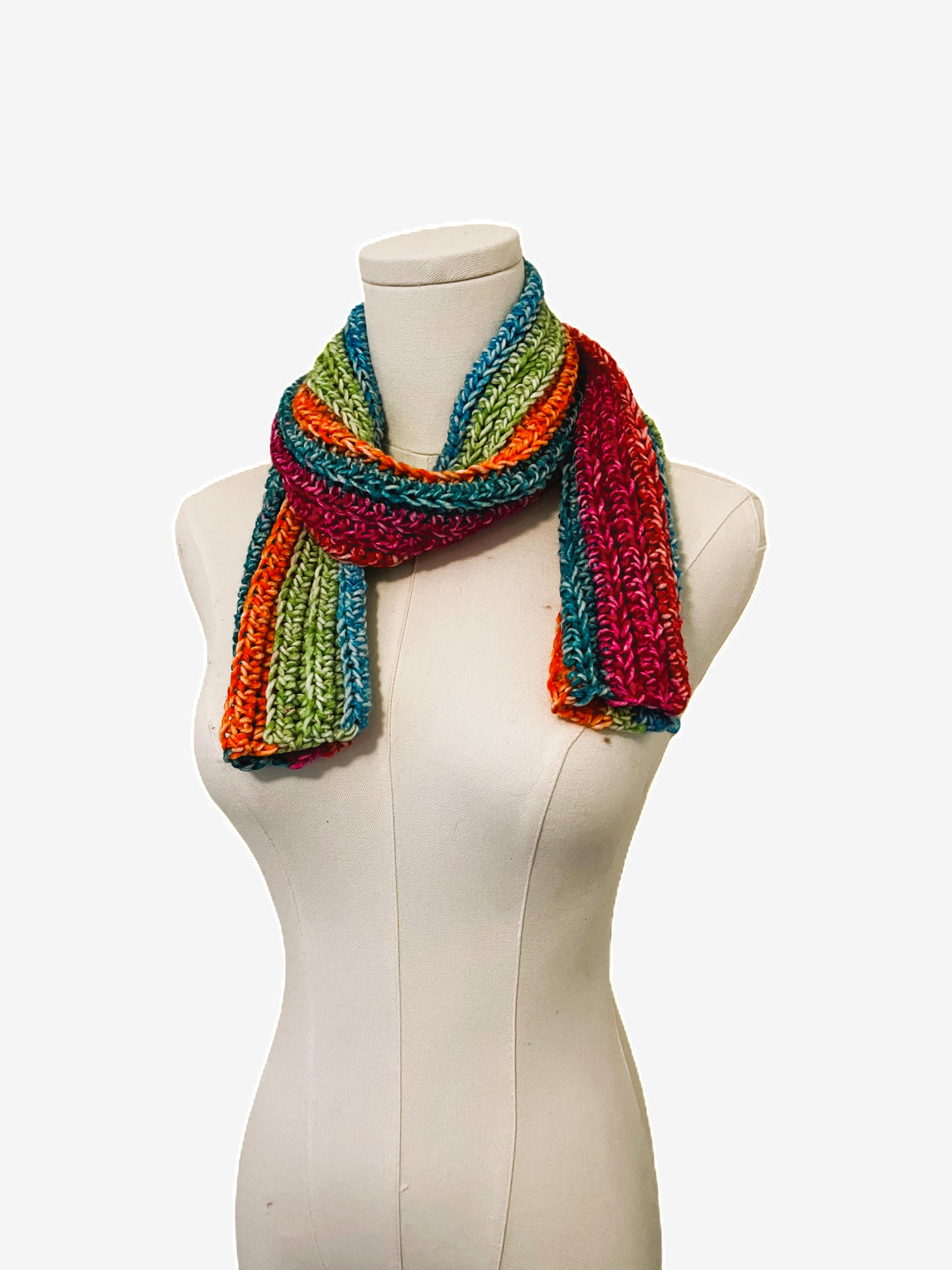 Rainbow Ribbed Children's Scarf