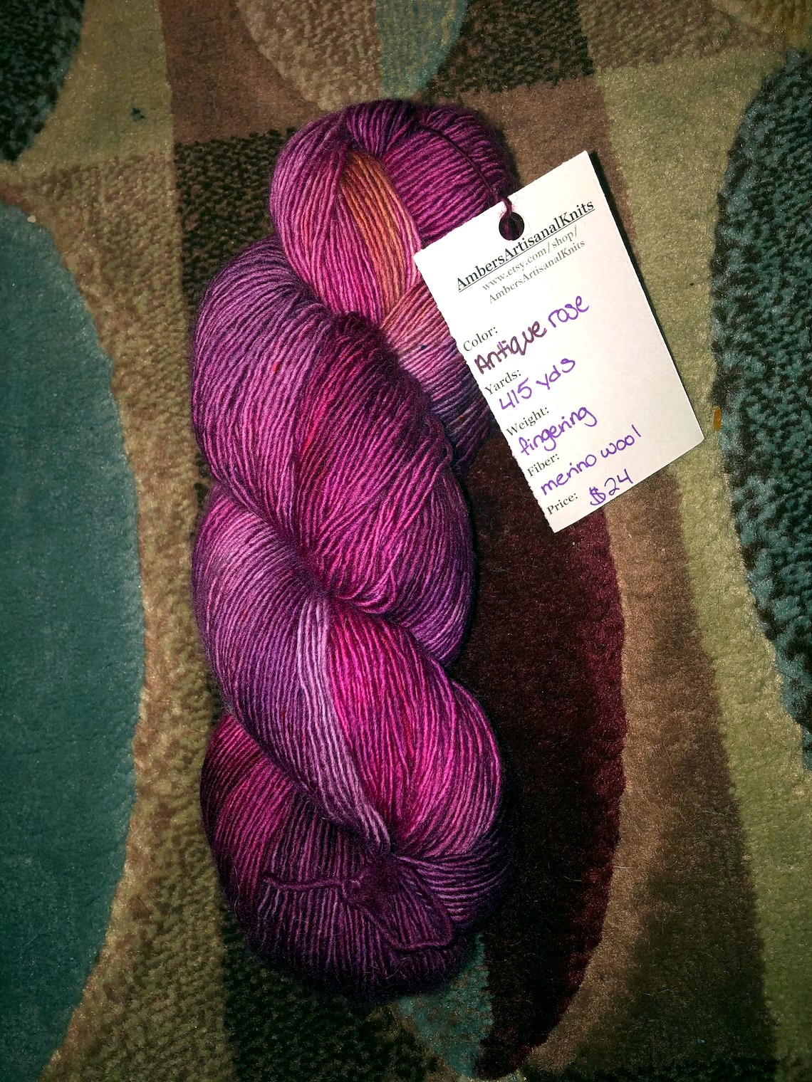 Antique Rose Hand-dyed Hand-spun thumbnail 3