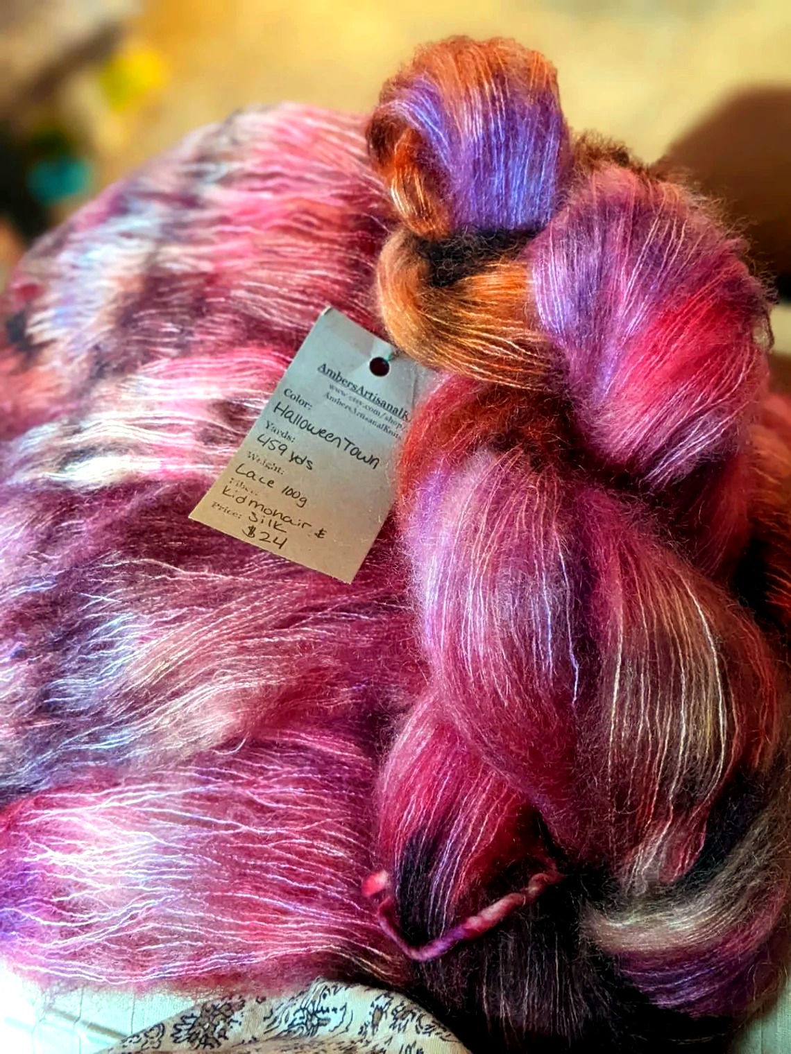 Halloweentown Hand-dyed Hand-spun Mohair